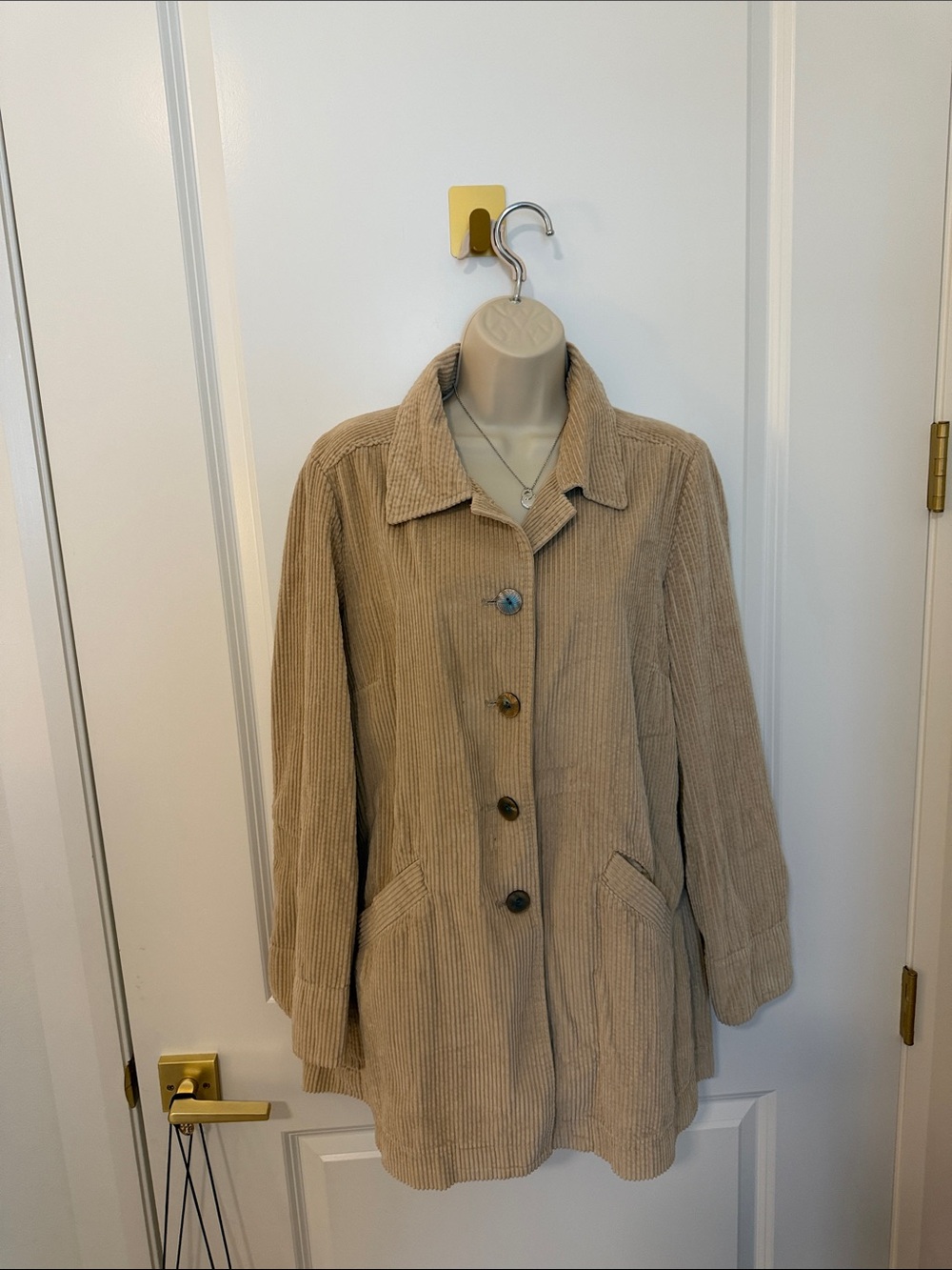 Classic Tan Corduroy Button-Front Jacket